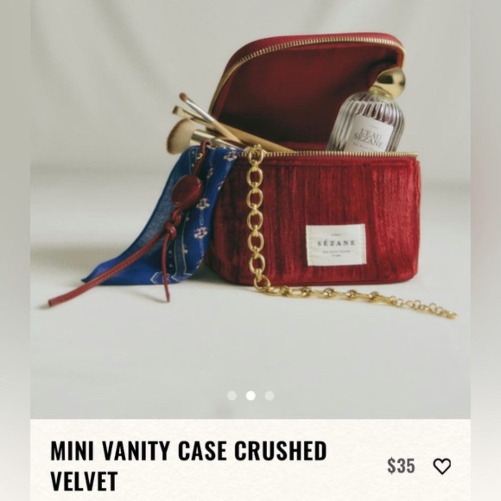 Sézane Red Velvet Small Vanity Case